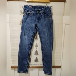 True Religion Ricky Women's 30 White Super T Laurel Wreath Embroidery USA